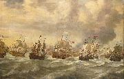 willem van de velde  the younger Episode from the Four Day Battle at Sea, 11-14 June 1666, in the second Anglo-Dutch War oil on canvas